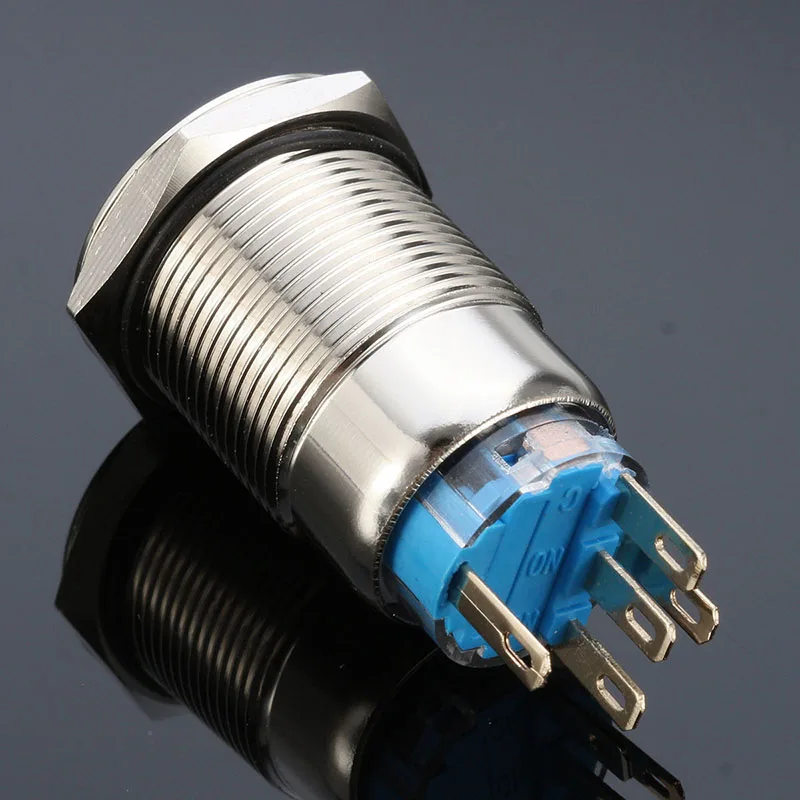 JXLCLYL 1pc 12V 19mm 5Pin Red LED Metal Push Button Latching Switch For Car Fog Light