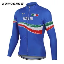 Летние велосипедные Джерси Италия национальной Синий Pro Team с длинным рукавом велосипед одежда езда Гонки nowgonow лето