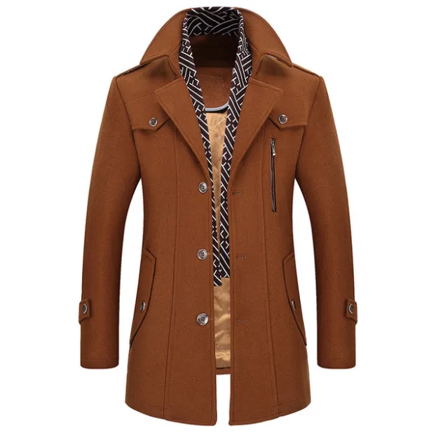 Новое зимнее шерстяное пальто приталенные куртки мужские повседневные теплые мужские длинные шерстяные куртки и пальто мужские пальто