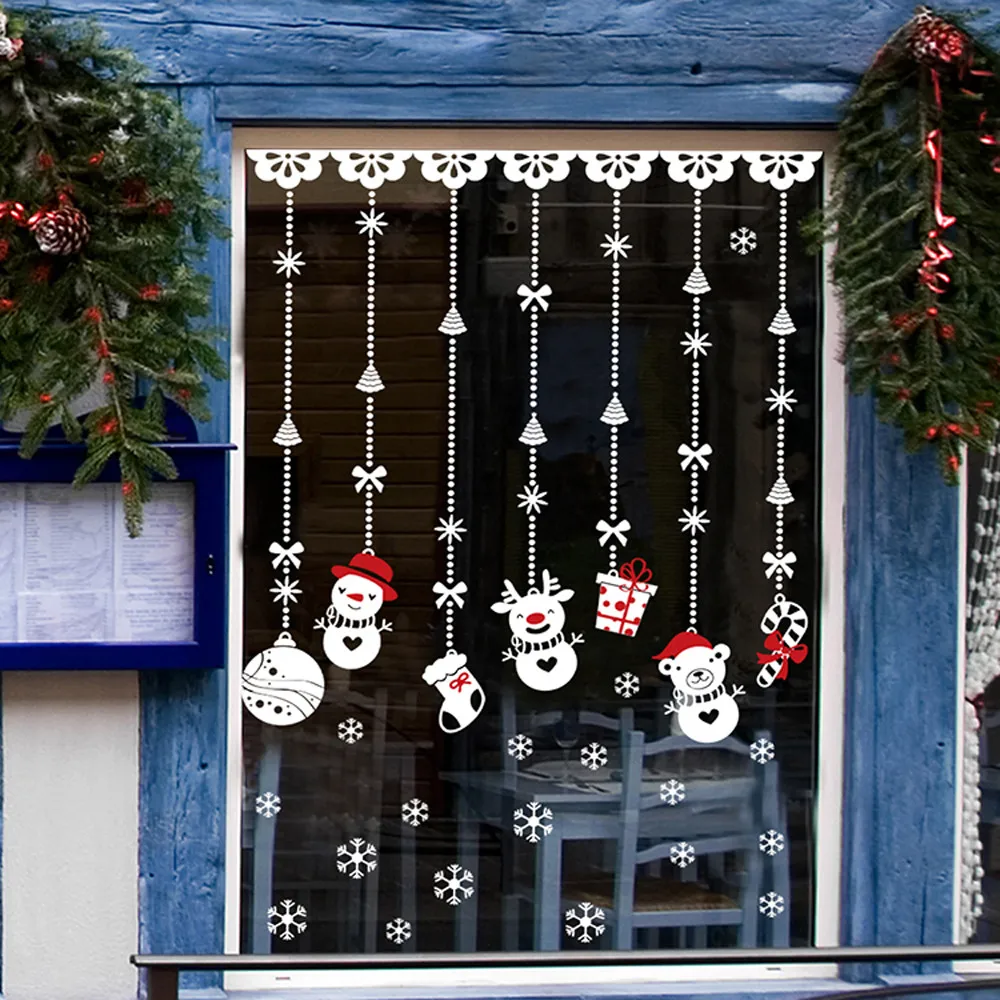 Горячая Распродажа, рождественские наклейки, наклейки на стену, акриловые наклейки на Рождество, наклейка в виде окна, домашние рождественские наклейки на окно