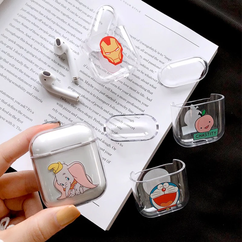 

Cartoon protective hard PC transparent wireless earphone cases For Airpods 1 Case Cute for airpods 2 Charging Box For Air Pods