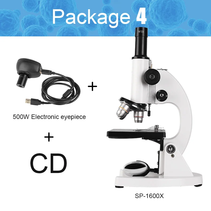 Ciwa Профессиональный Биологический микроскоп 1600X студенческий образовательный научный лабораторный монокулярный микроскоп с портативным чемоданом - Цвет: packge4