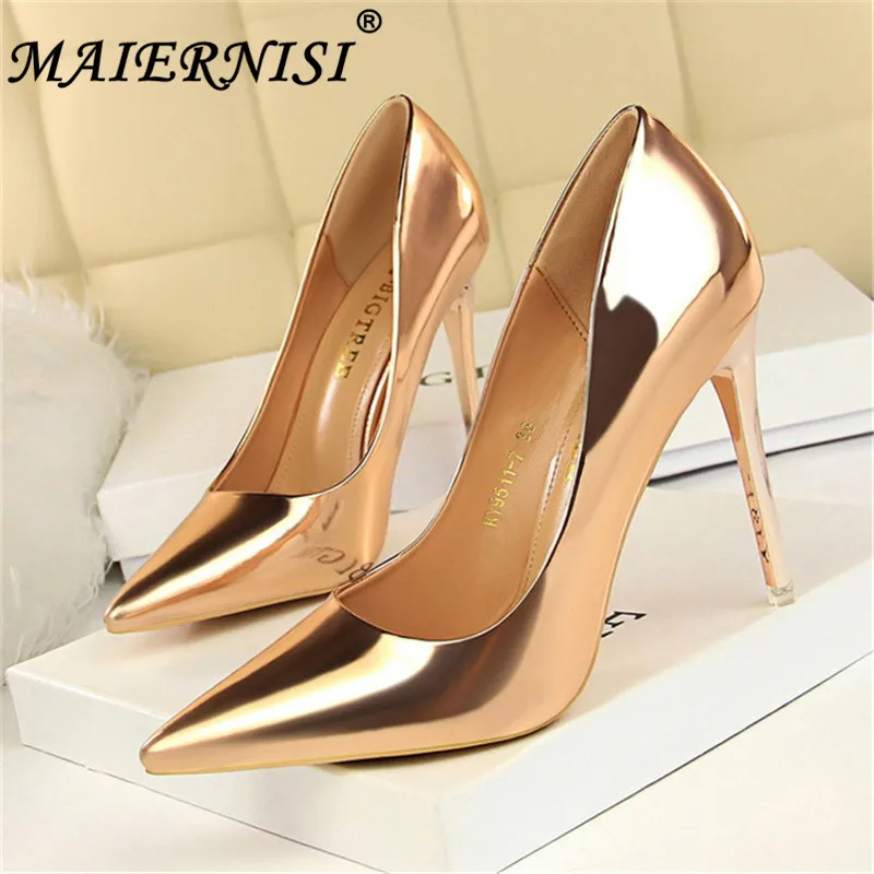 

Patent Leather Thin Heels Office Shoes New Arrival Women Pumps Fashion High Heels Shoes Women's Pointed Toe Sexy Shoes Shallow