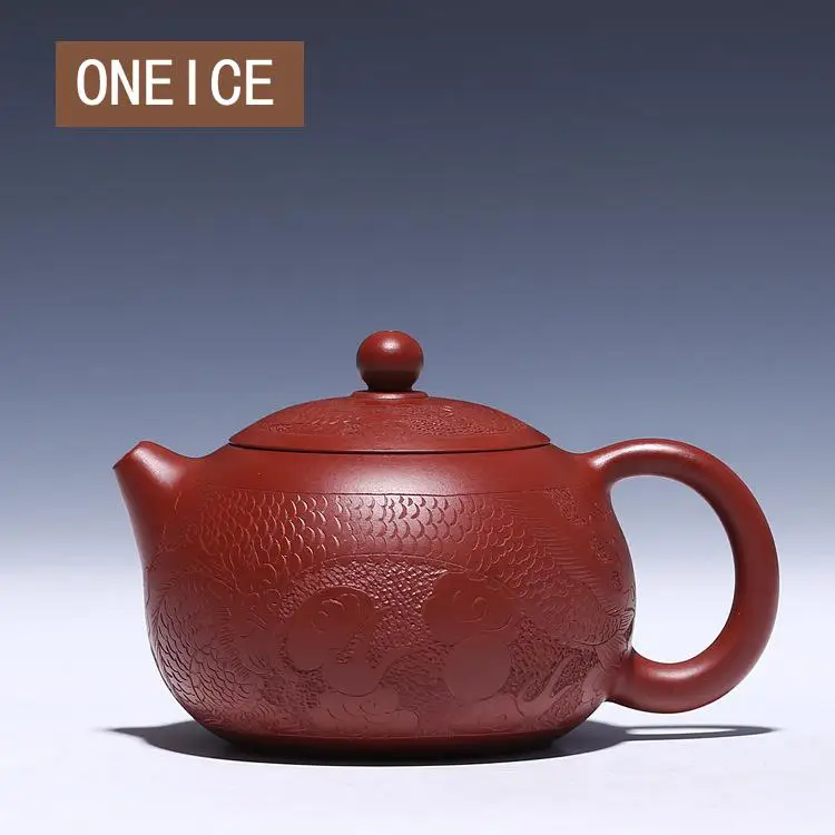 

Yixing Purply Clay Teapot Chinese Kongfu Tea Pots Raw Ore Big Red Pouch Mud Dragon Xishi Pot