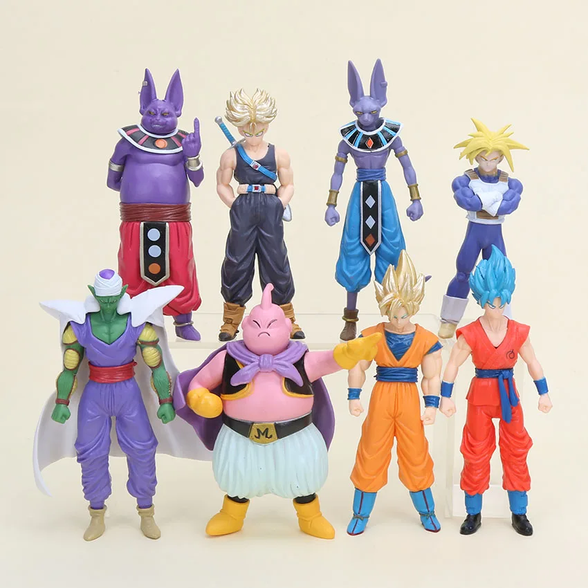 

13-16cm 8pcs/set Dragon Ball Z PVC Figures Toys Super Saiyan Son Goku Trunks Beerus Piccolo Majin Buu Model Doll