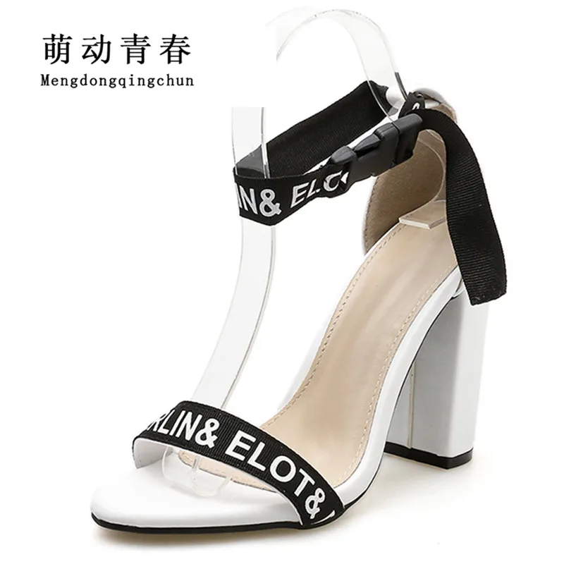 

Women High Heels Sandals Fashion Peep Toe Buckle Strap Thick Heels Shoes Ankle Starp Ribbon Summer Sandals Gladiator Shoes