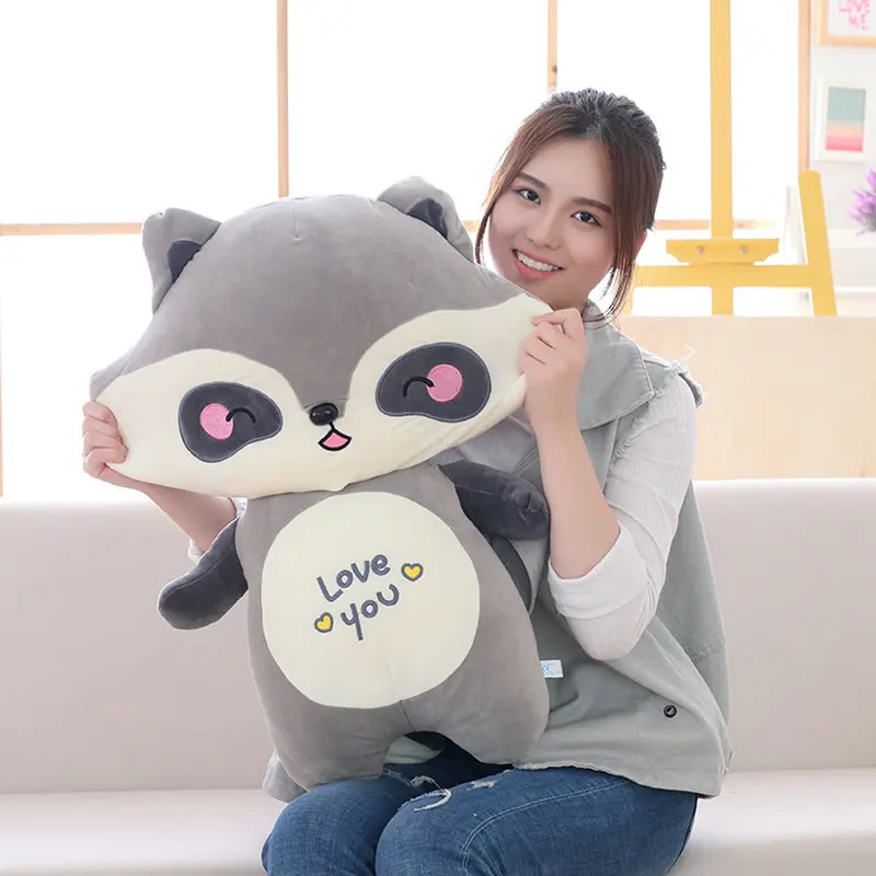 

Dropshipping 1pc Cute Raccoon Plush Toys Kawaii Stuffed Bear Animals Plush Doll For Baby Children Birthday Xmas Gift 45/65/80cm