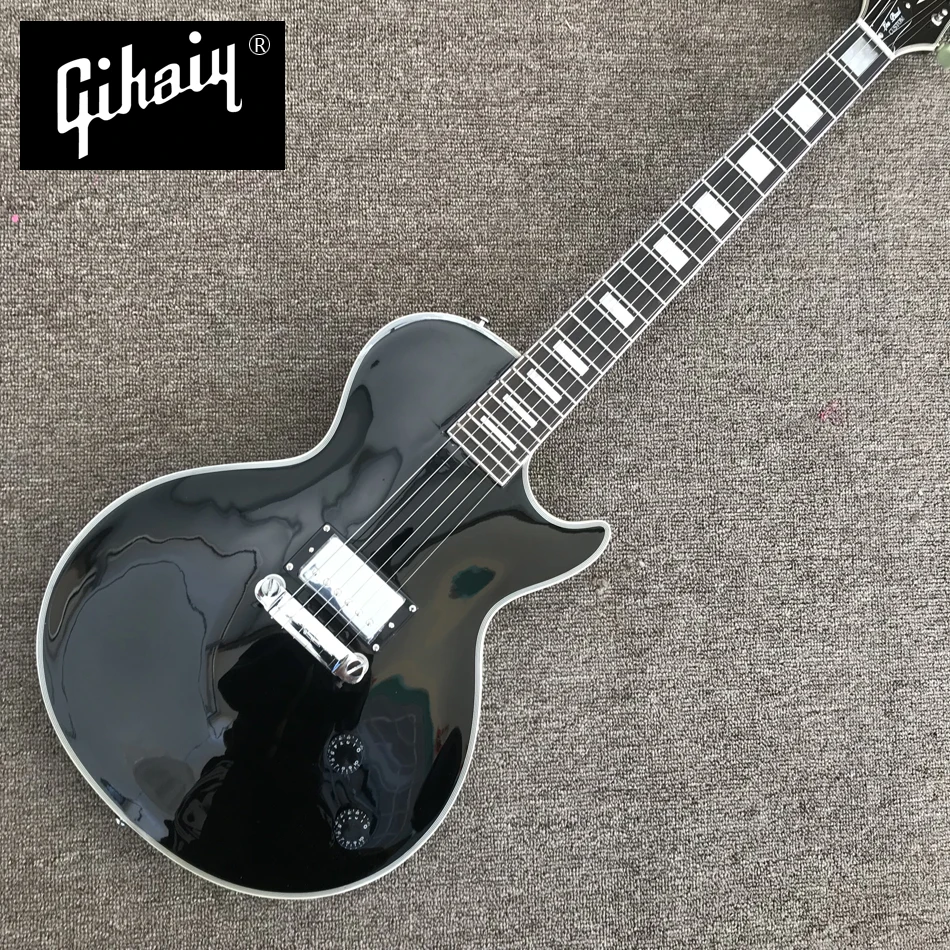 

NEW High quality hand-made electric guitar, black electric guitar with rosewood fingerboard one piece of pickup, free shipping