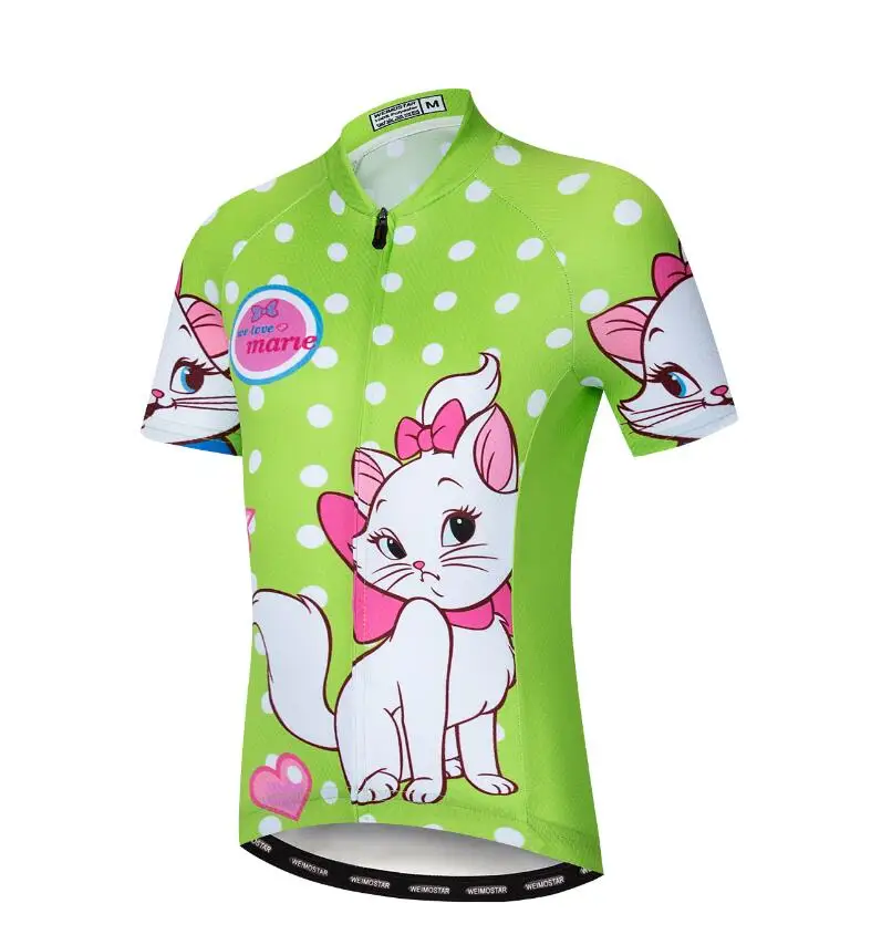 Летняя детская одежда для езды на велосипеде, одежда для езды на велосипеде, майка для езды на велосипеде, спортивная одежда для мальчиков и девочек, розовая футболка с котом, 10 стилей - Цвет: 1