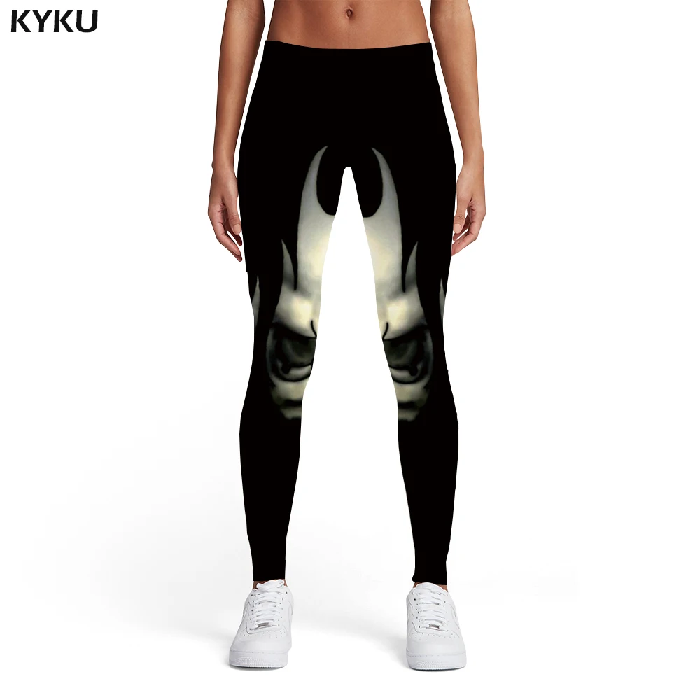 

KYKU Brand Skull Leggings Women Black 3d Print Rock Sport Art Trousers Gothic Spandex Womens Leggings Pants Casual Fashion