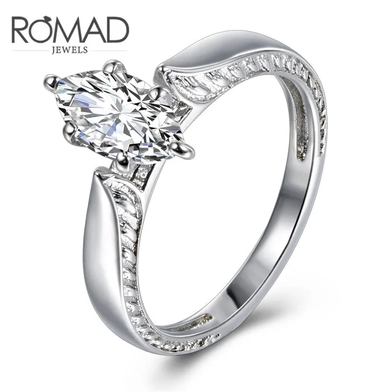 ROMAD Wedding Rings for Women Silver Color Jewelry Luxury Party Marquise AAA Zirconia Accessories CZ Stone anillos mujer | Украшения и