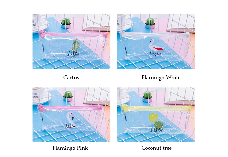 Милый прозрачный чехол-карандаш с изображением фламинго для школы для девочек, канцелярские принадлежности для офиса, школьные принадлежности Escolar