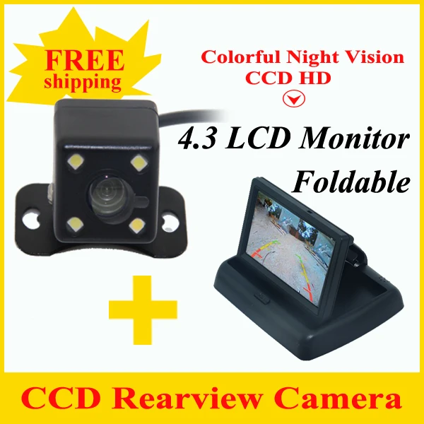 #*Cheap Promotion 4.3 inch Screen TFT LCD Rearview Monitor Car Monitor with CCD Car Rear View Camera for Rear Camera Car reverse camera