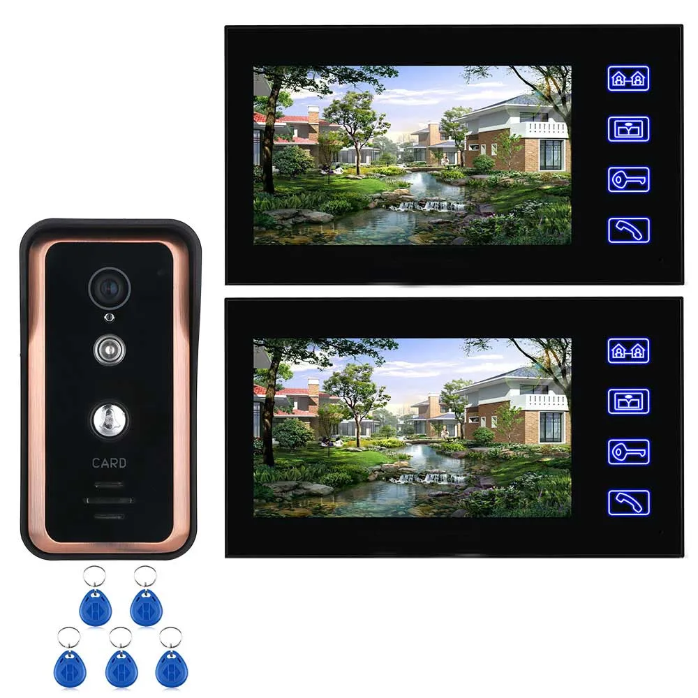 Yobang безопасности 7 ''Цвет экран домофон видео дверные звонки системы двери Интерком, управление доступом s с RFID карты