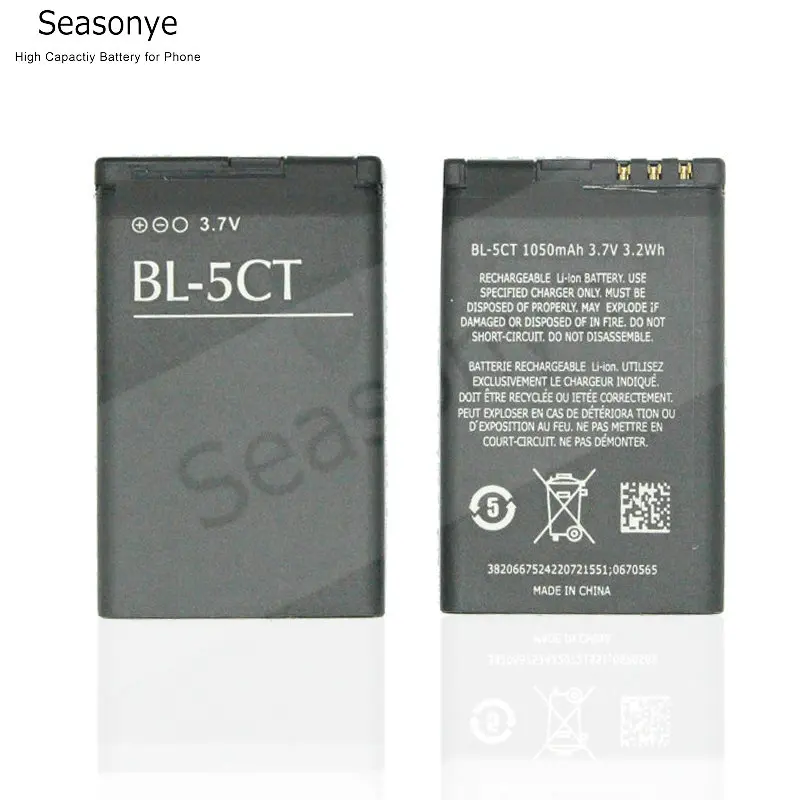 Seasonye 2 шт./лот 1050 мА/ч BL-5CT BL 5CT BL5CT запасная батарея для Nokia 5220 5220XM 6730 C5 6330 6303i C5-00 C6-01