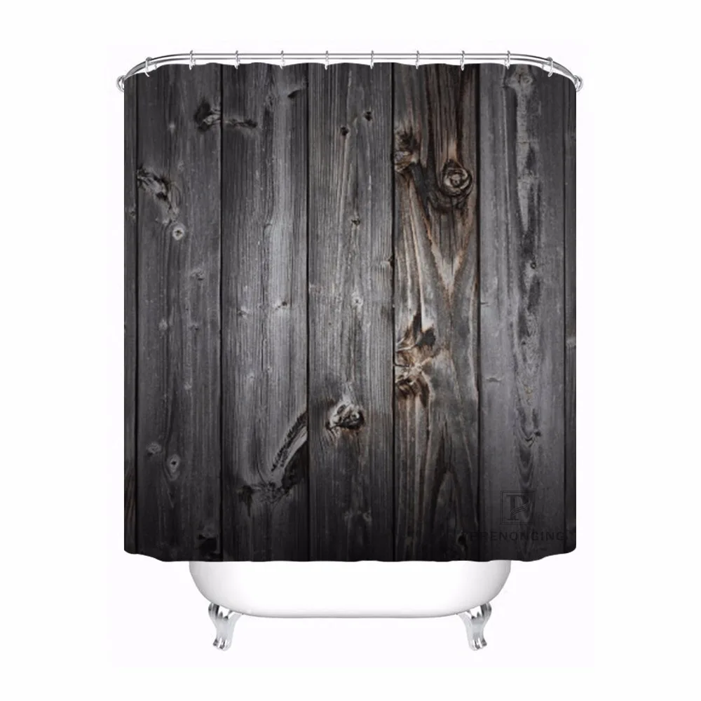 Настраиваемая фара деревянный фон ванная комната приемлемая занавеска из полиэстеровой ткани занавеска для ванной#180318-37-6