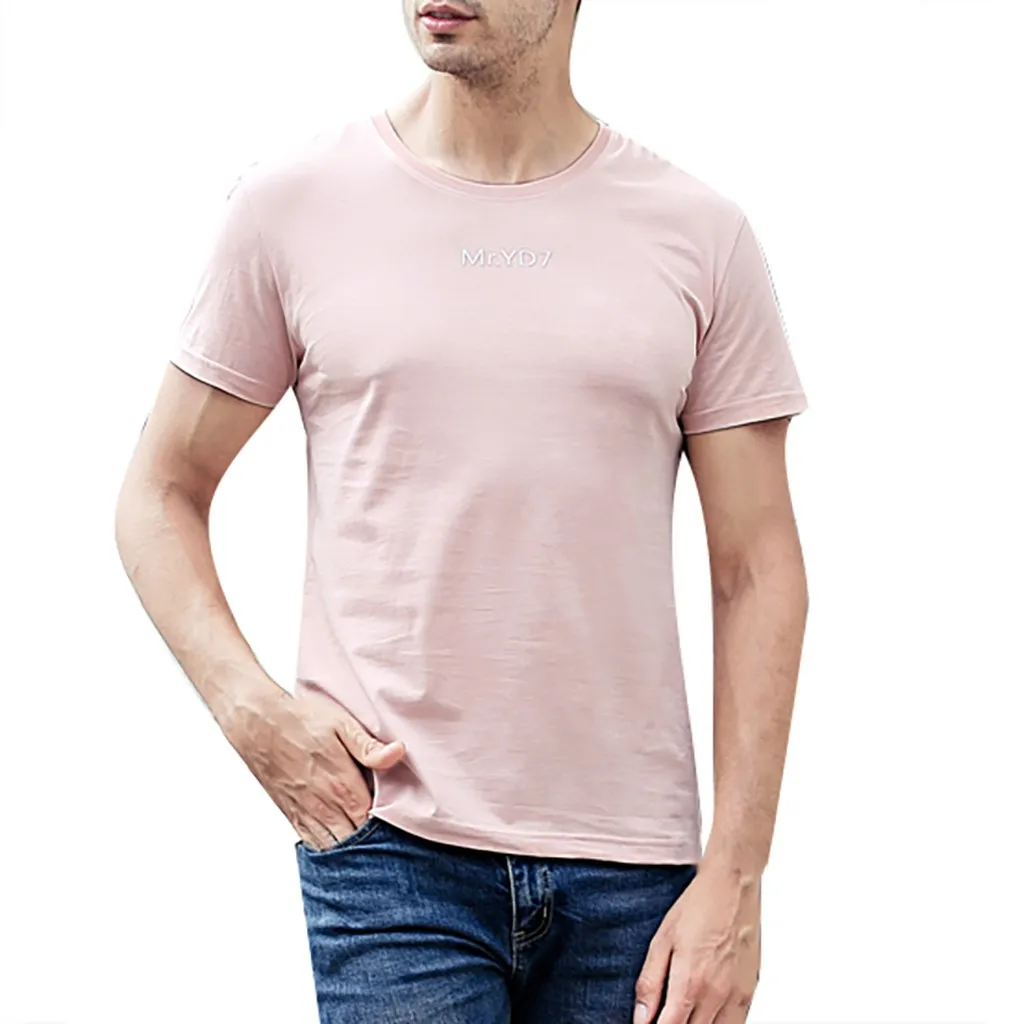 Mens Fashion Letter Printing Shirt Short Sleeve Casual T-Shirt Blouse Tops