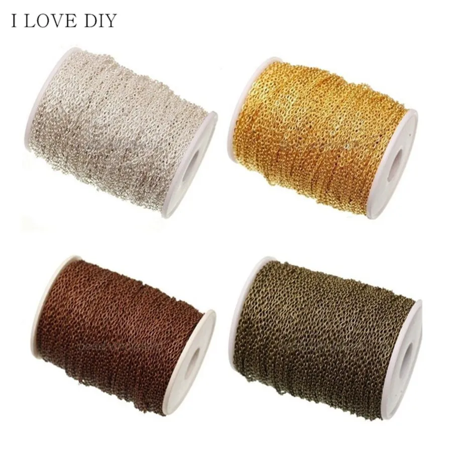

Hot 5m/100m Silver Plated Cable Open Link Chains Findings 3*2mm For DIY Jewelry Making Necklace Bracelet