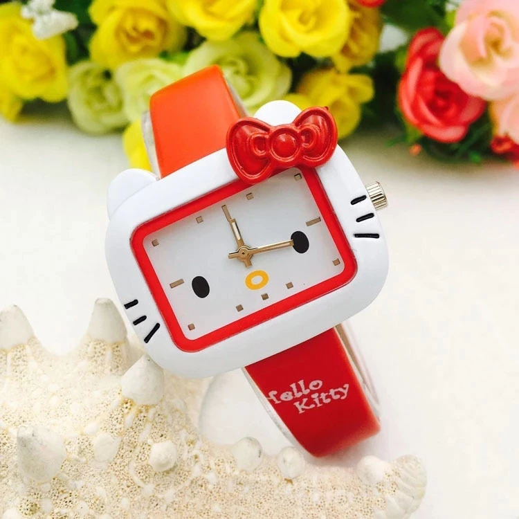 Г. Корейская версия милых KT cat модные женские часы hello kitty мультфильм детские часы желе цвет часы для девочек