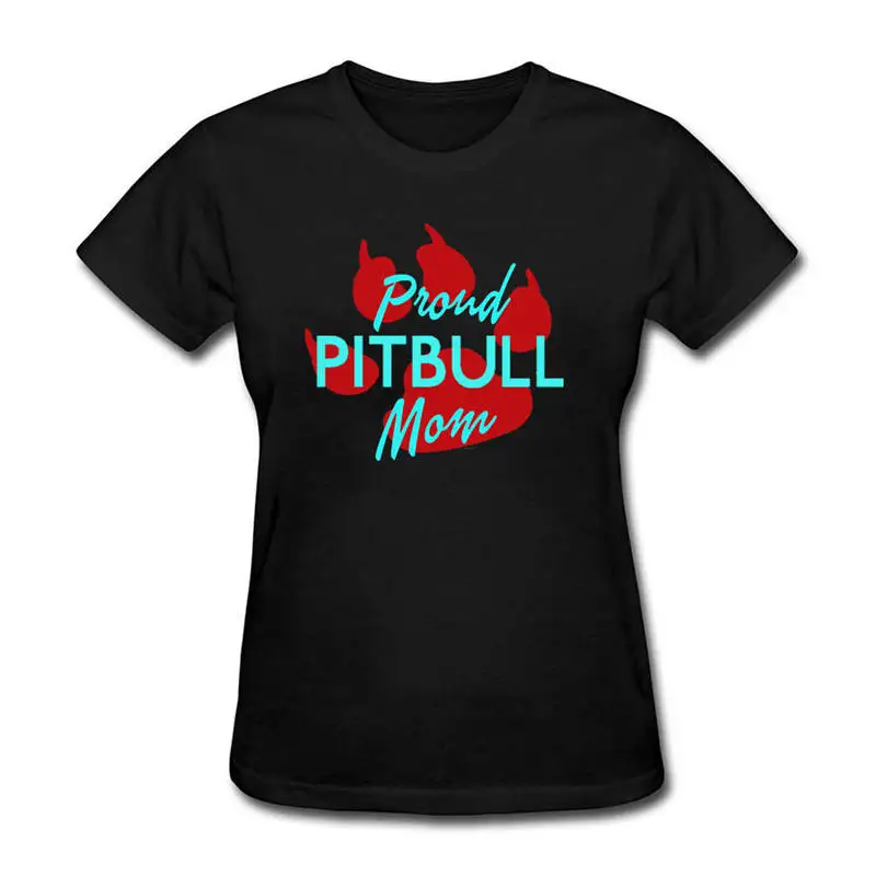 

T Shirt Casual Proud Pitbull Mom Short Sleeve Women Fashion 2018 Crew Neck Tee Shirts