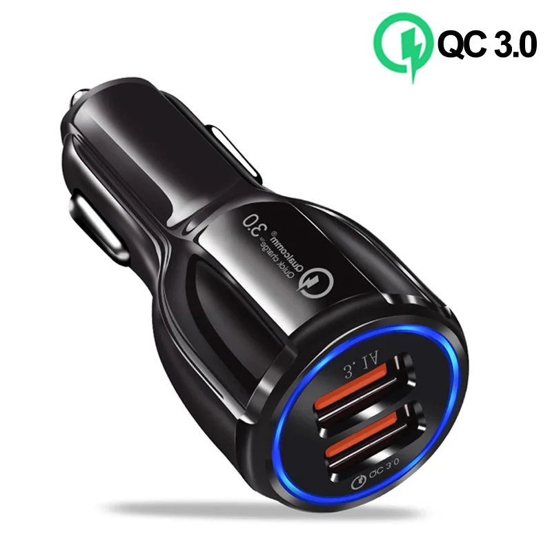 

Car Quick Charge QC 3.0 Mobile Phone Charger 2 Port USB Fast Car Charger for Samsung Xiaomi for Ipad Sony Tablet Car Charger
