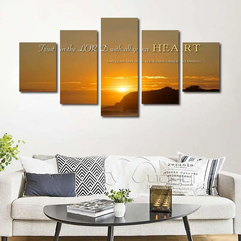 

HD Prints Poster Proverbs 3:5 'Trust in the Lord with all your Heart' Bible Verse on Multi Panel Canvas Wall Art