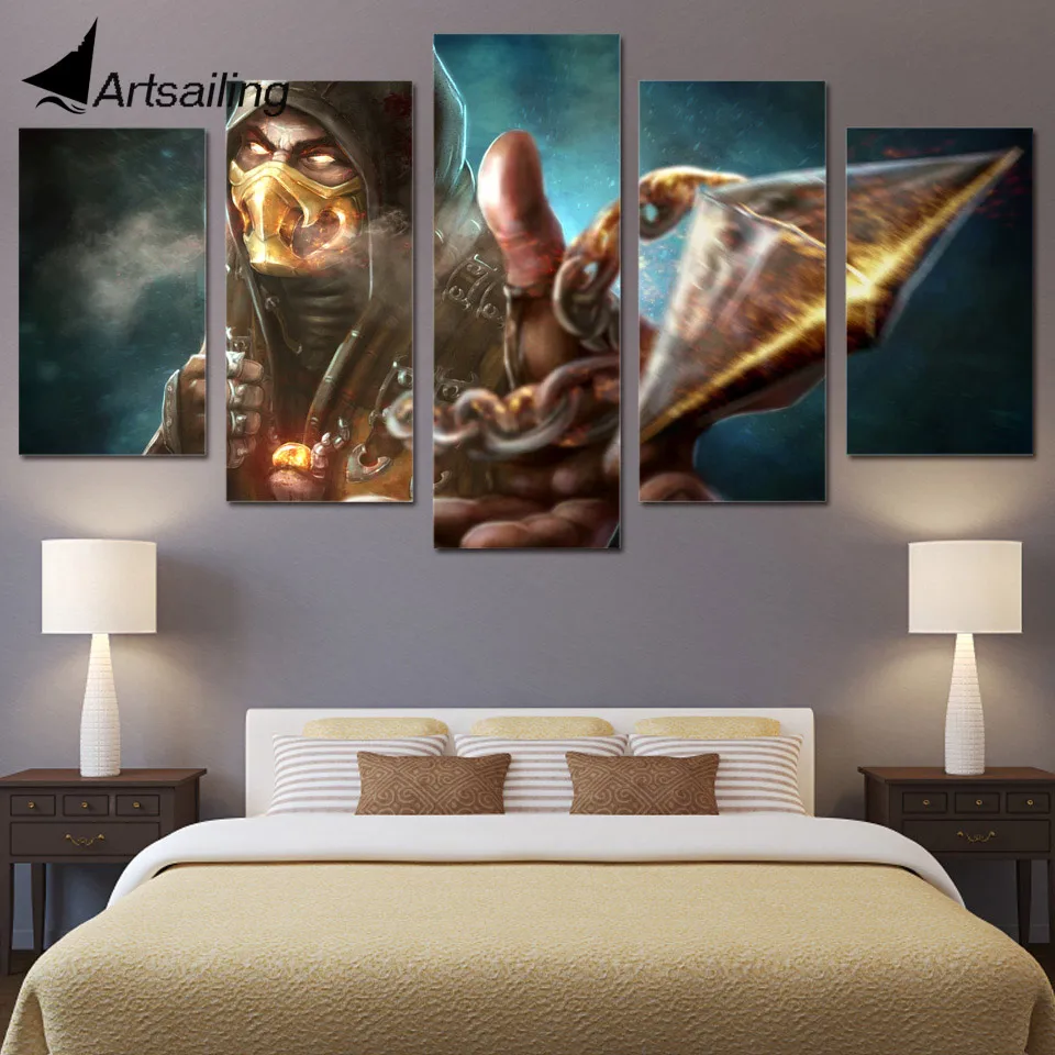 5panelartHDPrintedPainting5pieceGamePaintingPosterVideogame