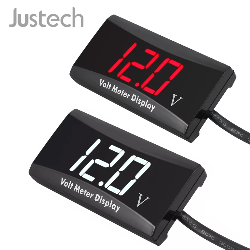 Justech 12 V Вольтметр постоянного тока сине белые Водонепроницаемый для автомобилей