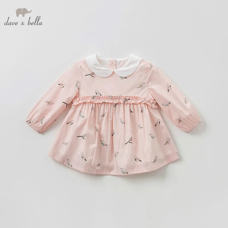 Dave bella/DBM9914; платье для маленьких девочек; весенние платья с длинными рукавами; детское платье для девочек; детское Эксклюзивное Платье для дня рождения