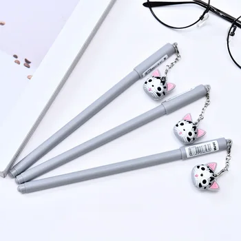 

2X Cute Chis Cat Pendant Gel Pen Rollerball Pen School Office Supply Student Stationery 0.5mm Black Ink