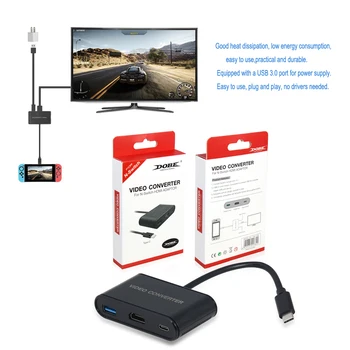 

Type-C USB-C to HDMI Adapter HD Video Converter with USB Type-C Hub for Nintend Switch Game Console USB3.0 Port