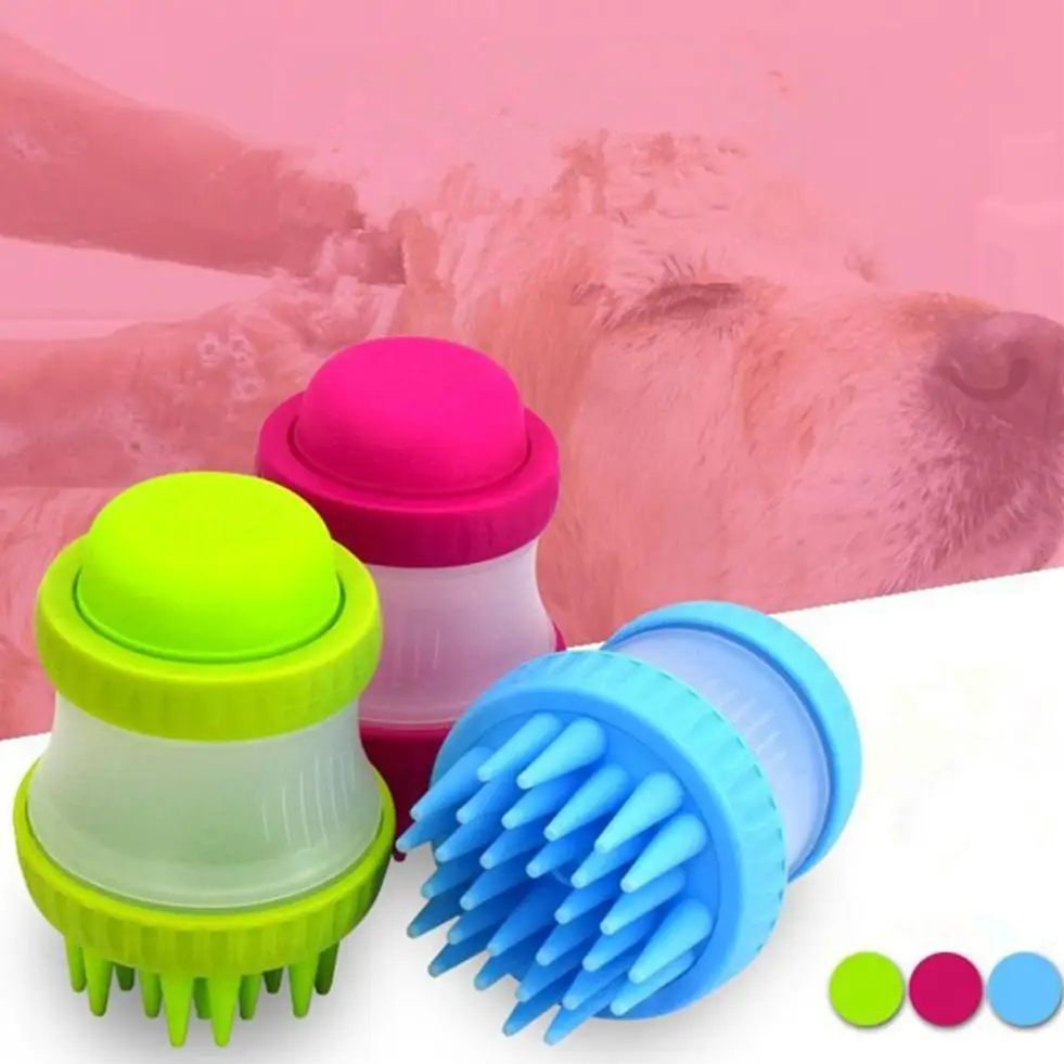 Silicone Pet Bath Brush Massage Brush Gentle Pet Washer Squeezable Soap