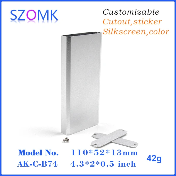 

szomk new arrival aluminum amplifier extruded project box (1 pcs) 110*52*13mm aluminium enclosure box, aluminium diy case
