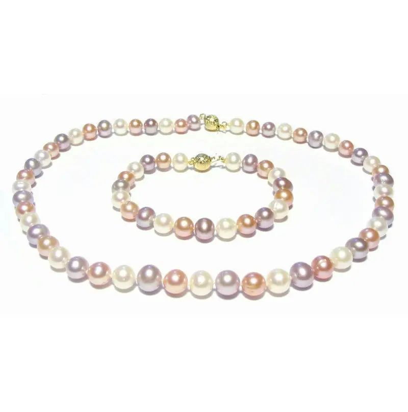 

Genuine 8-9mm Multi-color Cultured Pearl Necklace & Bracelet Set