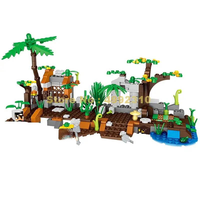 

33136 301pcs 2in1 my world jungle monkey paradise lele 3 figures building block Bricks Toy