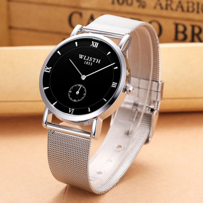 

Mens Watch 2019 New Fashion Top Brand Luxury Men Watches Thin Watch Black Watch Men Stainless Steel Waterproof Business Watches
