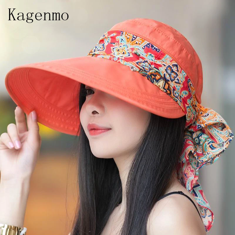 Kagenmo جديد ماركة المرأة القبعة أحد قبعة الصيف للطي واقية anti كبيرة شاطئ كاب الصيف قبعة الأزياء الشمس