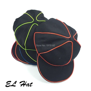 

Wholesale 10 pcs EL Wire hat LED Neon black hat hip hop hat For Halloween Party And Wedding Decor Cosplay Series Caps