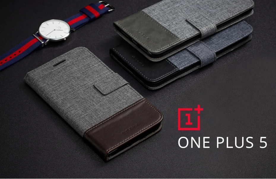 NKOBEE Oneplus 5 Flip Cover Wallet Card Holder Stand Oneplus 5 Case Original Protetive Linen+Leather Stitching One Plus 5 Cover (1)
