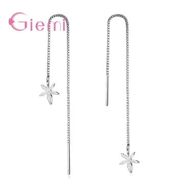 

Maple Leaf Shape Pendant Chain Earrings 925 Sterling Silver For Women Femme Bijoux Wedding Engagement Anniversary Jewelry