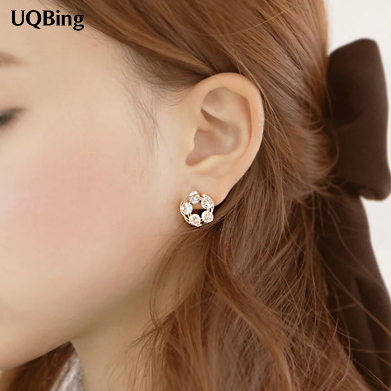

2017 Fashion Style 925 Sterling Silver Hollow Flower With Crystal Stud Earrings For Women Jewelry Free Shipping Brincos
