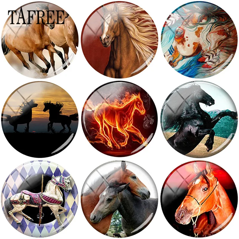 TAFREE горячая Распродажа 25 мм стекло животное лошадь узор плоская задняя сторона
