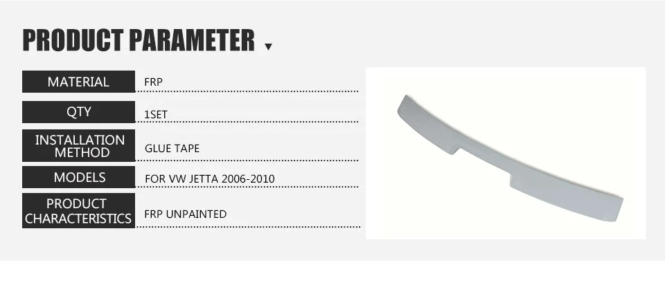 FRP Неокрашенный Серый авто задний крыша крыло спойлер для Volkswagen VW Jetta 2006-2010