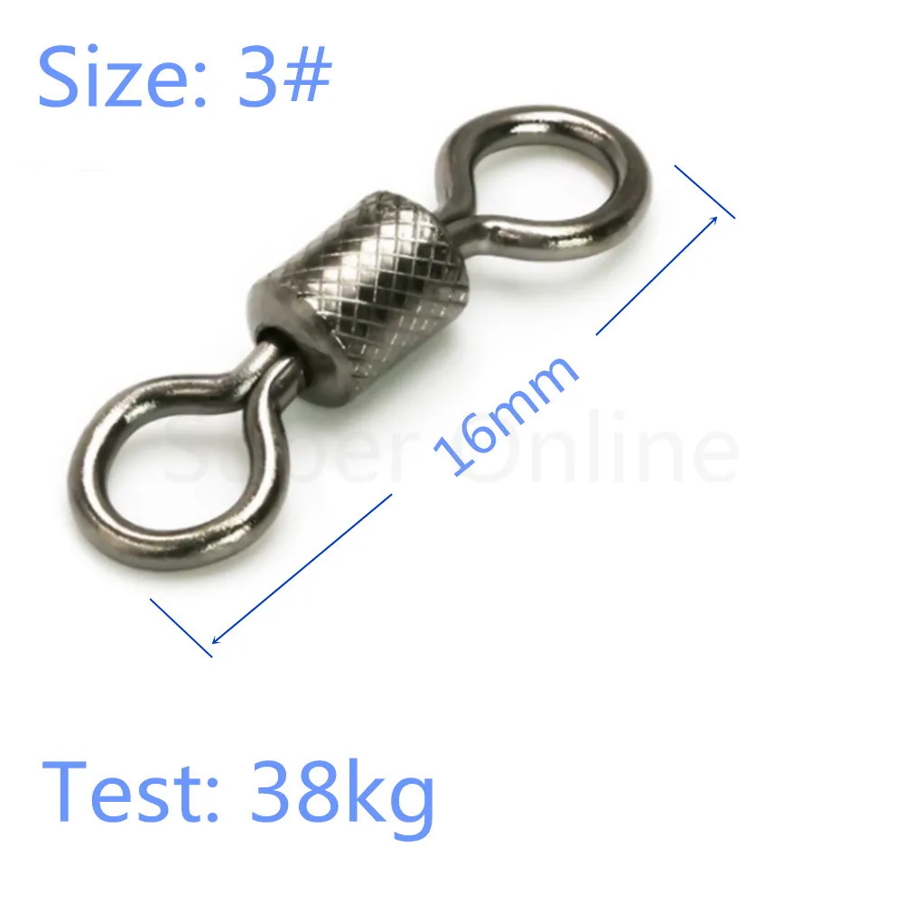 100 шт./лот, рыболовные Вертлюги, Соединитель с накаткой, шариковый подшипник, поворотный с безопасной защелкой, твердые кольца для катания, рыболовные крючки, аксессуары