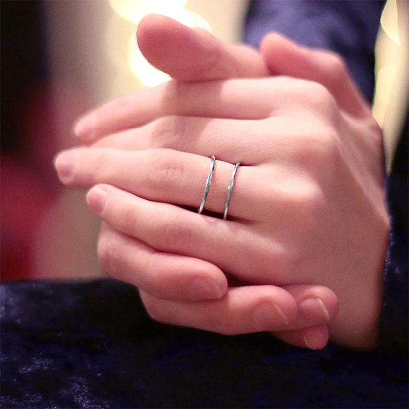 

E-Manco 2-layer open ring 925 sterling silver simple ring For women's ring gift wholesale boutique jewelry