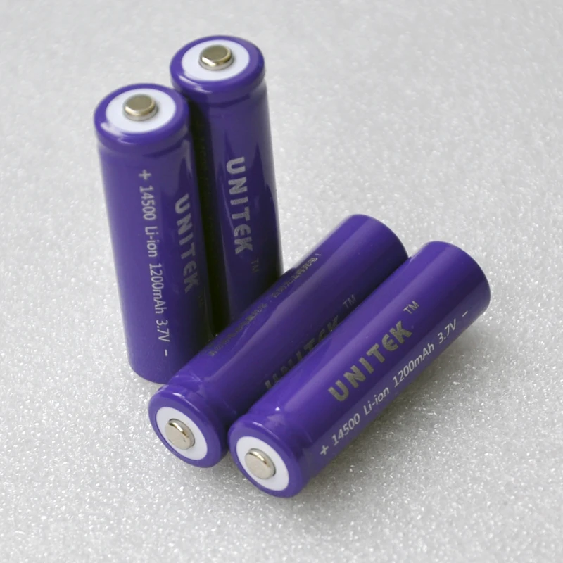 4-10 ⑤ упак. UNITEK 14500 ICR3.7v литий-ионная батарея 1200mah аккумуляторная AA Размер для