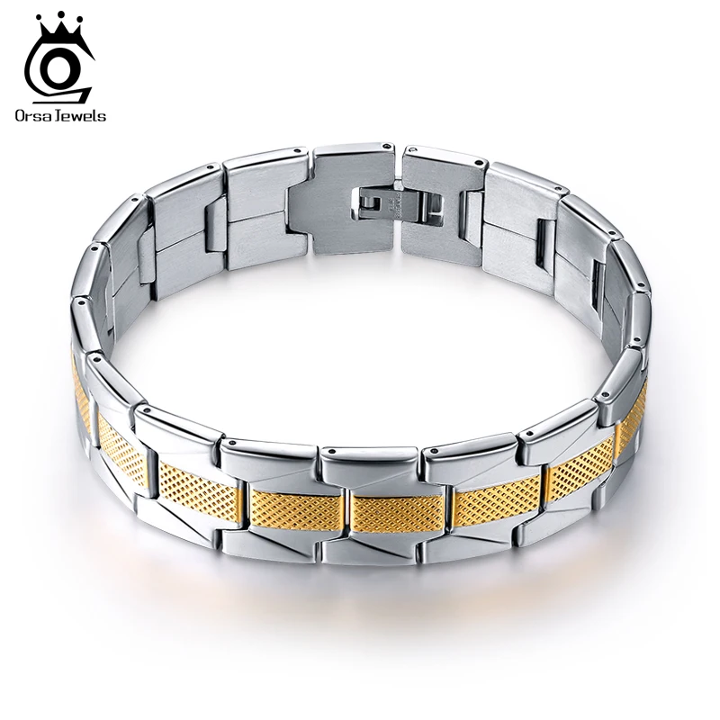 

ORSA JEWELS New Style Stinlaess Steel Gold-Color Bracelet for Men's Gift Personality Personality Jewelrys GTB07
