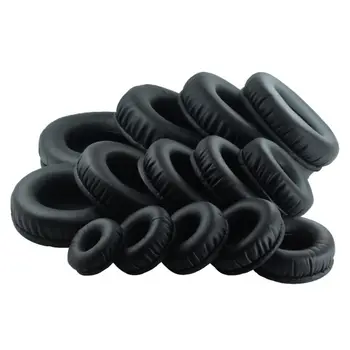 

1Pair Black Round Soft Protein Leather Memory Foam Earpads Headset Cushions Replacement for Headphones Accessories