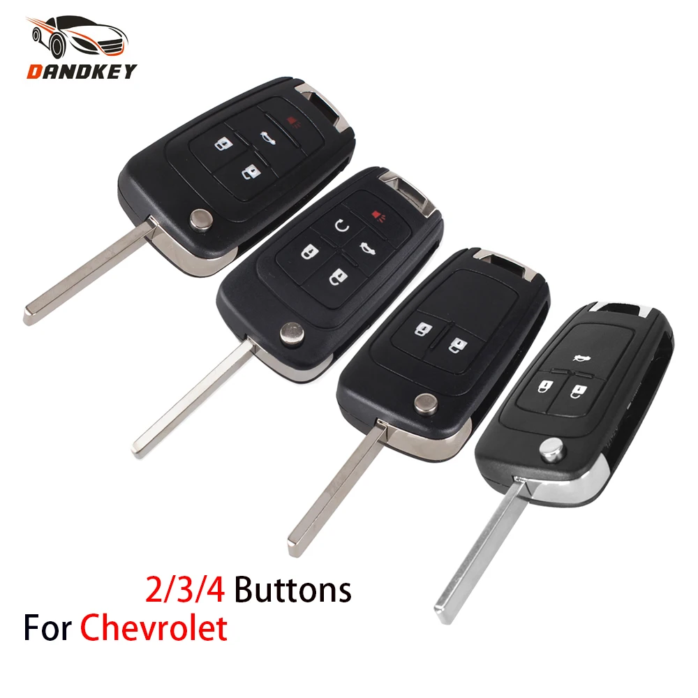 

DANDKEY Folding Flip Replacement Remote Key Shell Fob 2 3 4 5 Buttons For Chevrolet Cruze Remote Key Case Keyless Uncut Blade