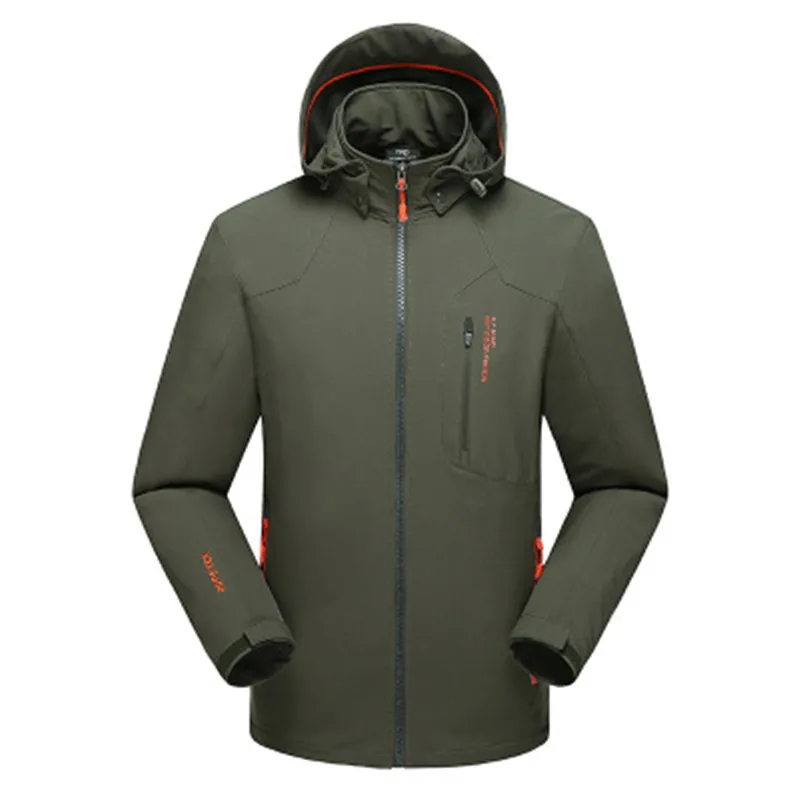 

Autumn winter brave Men warm Outewear black green casual Hooded jackets zipper pockets patchwork Trend Youth waterproof coats